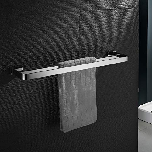 ZUNTO Spiegel Chrom Handtuchhalter Edelstahl Doppelt Badetuchhalter 60cm Handtuchstange Wandmontage Poliert Finish