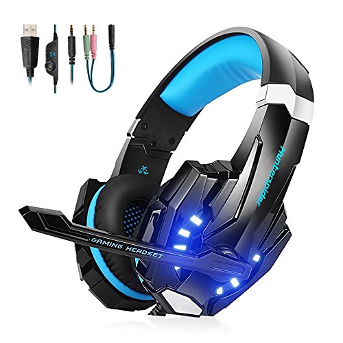 VTAKOL V9 Gaming Headset für PS4, 3.5mm Surround Sound Kabelgebundenes Gaming Kopfhörer mit Mikrofon, Buntes LED-Licht, Kopfhörer für Laptop, Xbox One, PC, Smartphone