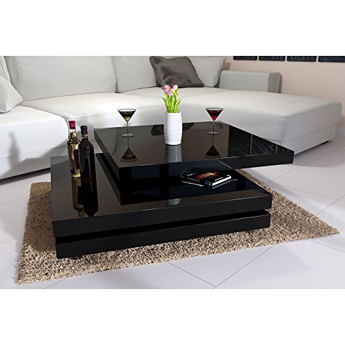 Couchtisch Hochglanz 60x60cm Variante - Weiß/Schwarz