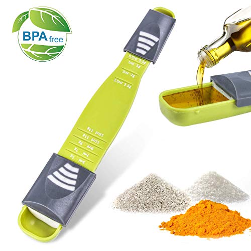 INVOKER Messlöffel Set, 9 in 1 Verstellbarer meßlöffel Messbecher Kunststoff 0.5-13ml Pulverlöffel Proteinlöffel Dosierlöffel, Gravierte Maße für Kochen, Toller Küchenhelfer