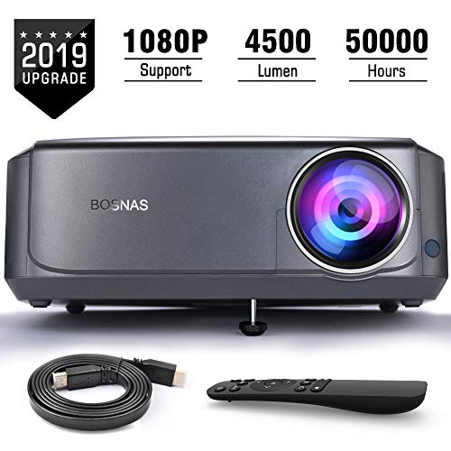 Beamer für Heimkino Office 1080P Full HD, 4500 Lumen Multimedia LCD Video Projektor LED 50000 Stunden mit max 200' Display, Verbindung mit HDMI VGA SD USB AV Gerät