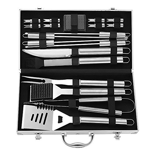 GEYUEYA Home BBQ Grillbesteck Set 19-teilig Edelstahl Grill Zubehör Barbecue Grillen Tool Kit Utensilien Werkzeuge mit Tragetasche für Outdoor Familien Garten Part
