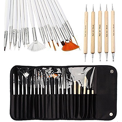 ONE1X Nail Art Pinsel Nail Art Design Malerei Detaillierung Pinsel & Dotting Tool Kit Set-15 Bürste + 5 Dotting Pen
