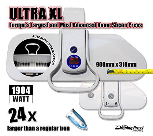 Dampfbügelpresse Ultra XL von Speedypress - Die Größte & Fortschrittschlichste Heimdampfbügelpresse in Europa (90cm y 31cm; 1,904watt) für Superschnelles Bügeln (+ KOSTENLOSE Zusätzliche Abdeckung & Schaumstoff-Filzunterlage UVP 45,00 € + Weiteres Zubehör)