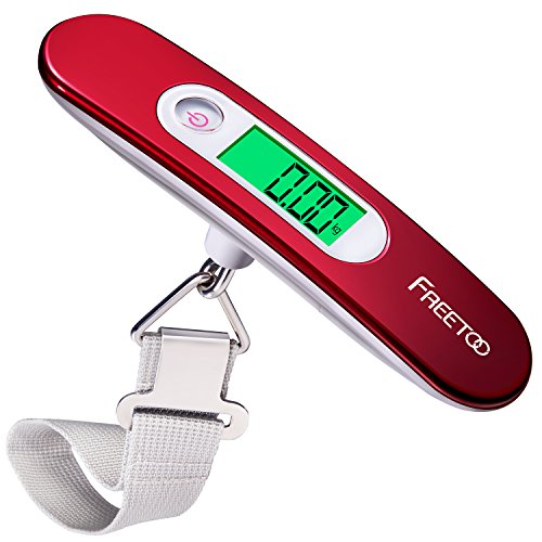 [Digitale Kofferwaage] FREETOO Gepäckwaage tragbare Hängewaage LCD-Anzeige mit Hintergrundbeleuchtung Tara-Funktion praktisch für Reisen/Familienleben bis 50KG