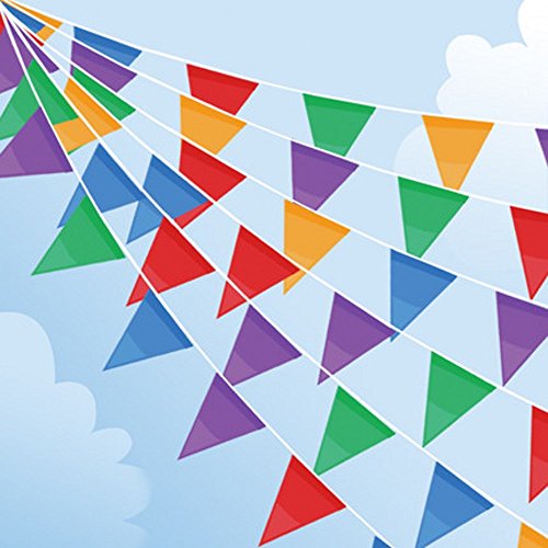 Joykey Wimpel Banner 200 Fahnen Nylon Bunting Dreieck Wimpelkette Dekoration Flagge für Party draussen Garten,100 m