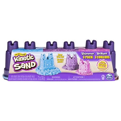 Kinetic Sand 6038015 - Kinetic Sand Schimmer Sand, Spielsand, Glitzersand, Vorschulkind, Fantasie, 3er Set (3 x 113 g)