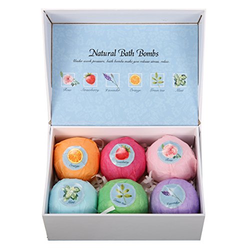 Hochwertiges Badebomben Set, Luckyfine Badekugeln Geschenkset für Feuchtigkeitsspendende Hautpflege, üppigen Sprudelblasen & hautberuhigenden Inhaltsstoffen, Spa-Aromatherapie