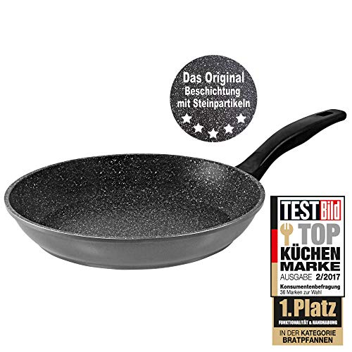 STONELINE Made in Germany Bratpfanne 20 cm, auch für öl- und fettfreies Braten, Kratzfeste Antihaftbeschichtung mit echten Steinpartikeln, Induktionspfanne