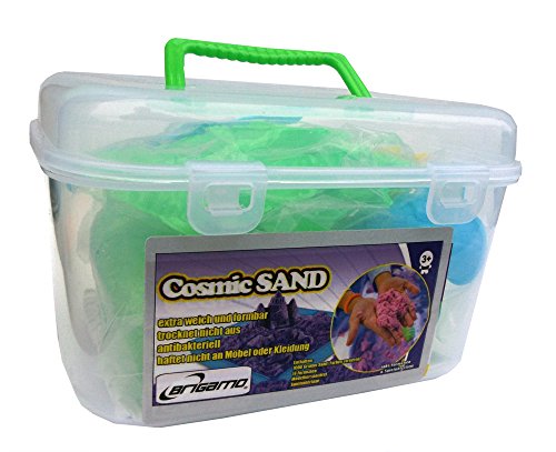 Praktisch im Trage-Koffer: 1 kg Cosmic Sand, Magischer Sand mit Förmchen und Spielunterlage