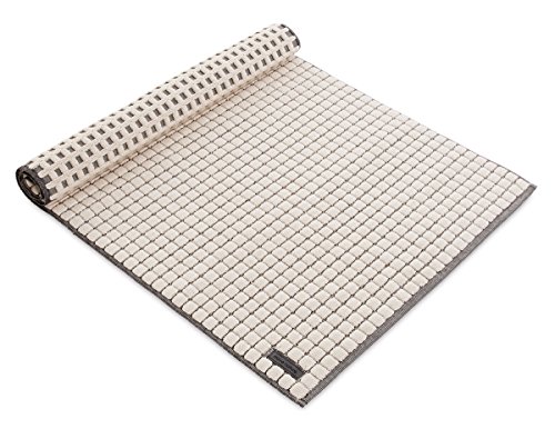 möve Eden Badteppich mit Kästchenstruktur 60 x 100 cm aus 100 % Baumwolle, nature  / black