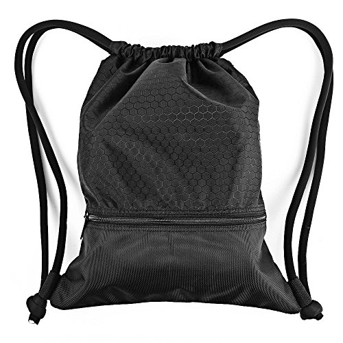 Turnbeutel Zenwow Beuteltasche Sportbeutel Gymsack Tasche Rucksack – wasserdicht Schwimmen Training Boxen für Strand Schule Kinder Jungen Mädchen Sport Sack Judo Netball Gym PE Tasche,schwarz