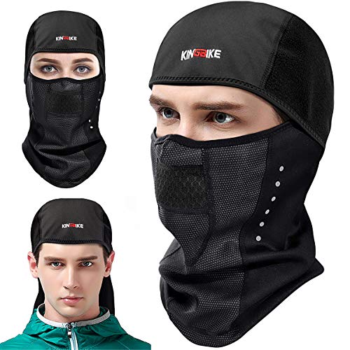 KINGBIKE Sturmhaube Sturmmaske Balaclava Winter Skimaske Motorradmaske Fahrrad Winddicht Herren Damen Gewebe Atmungsaktive Radfahren Skifahren Masken Motorrad Ski Snowboard Maske(schwarz,L)