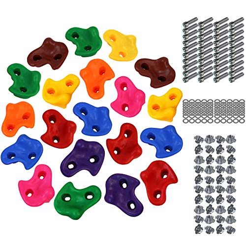 ALPIDEX Kinder Klettergriffe Klettersteine für Kletterwand bunt gemischt inklusive Befestigungsmaterial , wahlweise 5, 10, 15 oder 20 Stück, Farbe:Mixed Colours, Verpackungseinheit:20 Stück