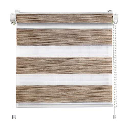 TODAMI Duo-Rollo Klemmfix ohne Bohren Doppelrollo Seitenzugrollo Kettenzugrollo 150 cm 85 cm Wood