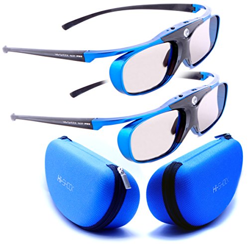 Doppelpack 4.GENERATION | DLP PRO 4G, 'Blue Heaven' Original von Hi-Shock GERMANY | HighEnd DLP Link 3D Brille für alle 3D DLP Beamer | Ultra leicht, hell und smart | Perfekt mit Optoma HD131x, HD25, BENQ w1070,W 1080ST, W750, mw519, Acer H7532BD, H6510BD, H7531D | Modell: YDD3PG, 96-144Hz, 32g, USB aufladbar, blau, verschiedene Farben erhältlich | inkl. KAJFOO SPIEGELSCHUTZ + LCD CLEANER + OFFIZIELLER SUPPORT + 3 JAHRE DEUTSCHE GARANTIE