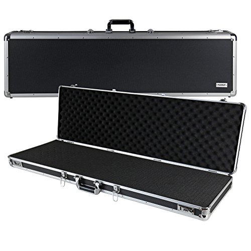 HMF 14405-02 Alu Waffenkoffer, Gewehrkoffer mit Zahlenschloss und Rasterschaumstoff, 117 x 12 x 36 cm