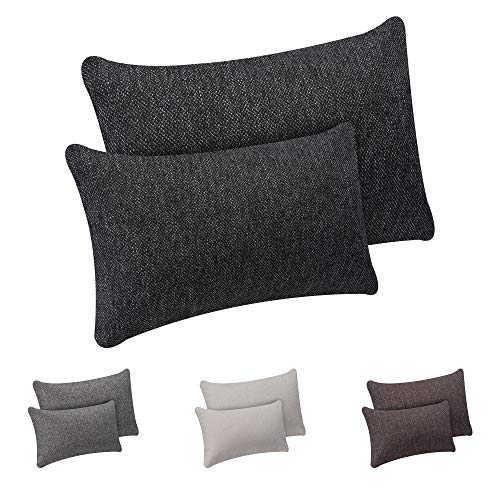 Selfitex 2er Set Sofakissen mit Füllung, Dekokissen mit Komfort-Polster-Bezug mit RV und Füllkissen, super flauschig und schön weich, Doppelpack 1xGröße 40x60 cm und 1xGröße 30x50 cm (anthrazit)