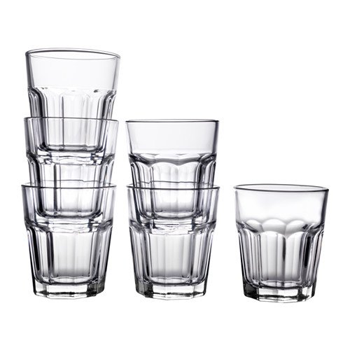 IKEA 6-er Set Gläser Pokal stapelbares Glas für kalte oder heiße Getränke - 270ml - 10 cm hoch - spülmaschinenfest