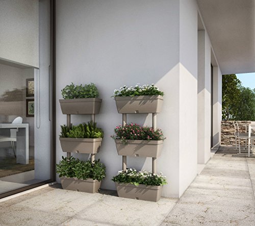 Blumentopf Blumentöpfe Blumenkästen Pflanzbehälter vertikales Gartenbeet in der Farbe taupe, Set à 1 Stück 50 x 17 x 100 cm