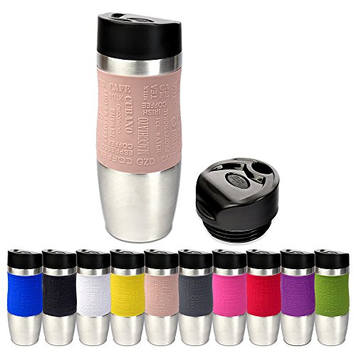Schramm Thermobecher in 10 Farben inkl. Ersatzdeckel Isolierbecher ca. 400ml Thermoisolierbecher Kaffeebecher Travel Mug Reisebecher BPA-frei Coffee to go Becher, Farbe:creme