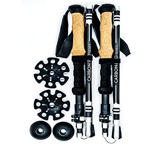 Alpin Loacker PRO Series Wanderstöcke | höhen-verstellbare Falt Stöcke mit Korkgriff inkl. Zubehör | aus stabilem, bruchfestem Carbon Material