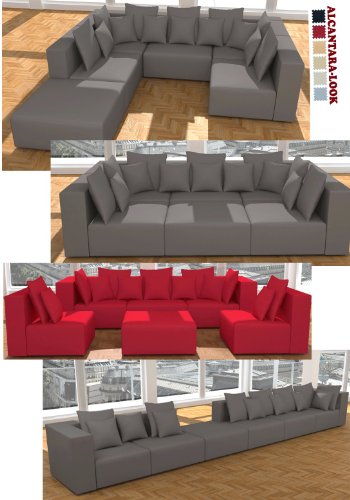 ::: MODELL HOLLYWOOD: DESIGNER WOHNLANDSCHAFT: 6 LUXUSTEILE + 14 KISSEN NEU! in 6 Farben ALCANTARA LOOK zur Auswahl  KOSTENLOSER VERSAND in AT & DE !  BERATUNG: Tel: 0043(1)715-16-16, (Mo. bis Fr. 9.30 bis 15 Uhr) oder E-Mail: office.at@vienna-international-furniture.com :::