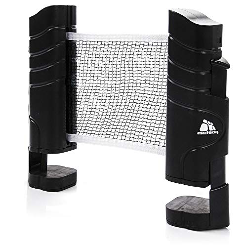 meteor Tischtennisnetze Tischtennis Netze Schwarz - Einziehbares Netz - Einstellbare Länge 200(Max) x 14,5cm