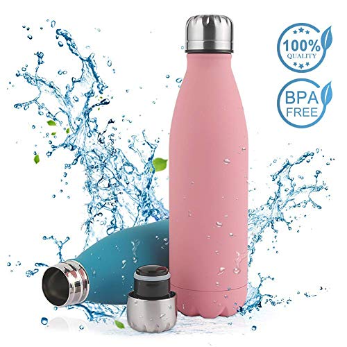 Nahsaria Vakuum Isolierte Trinkflasche Edelstahl,Pulverlackierung Kratzfestigkeit Auslaufsicher BPA frei Wasserflasche-500/750ml Thermosflasche für Sport,Outdoor,Reisen,Kinder,Schule,Yoga,Büro