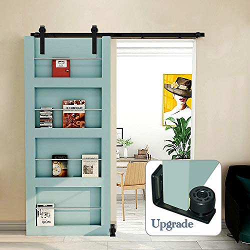 CCJH 274cm (9FT) Schiebetür Set schiene laufschienen mit Bodenführung Holz schiebetürbeschlag, Nachrüsten