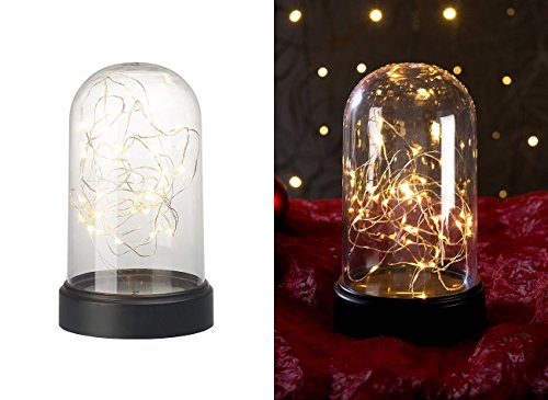 Lunartec Haus-Deko: Deko-Leuchte aus Echtglas mit 20 warmweißen LEDs, batteriebetrieben (Deko-Artikel)