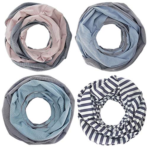 Stillschal Stillloop Schal 2in1 - diskret stillen - Wendeschal Halstuch Stilltuch Still Loop Baumwolle  SmukkeDesign NEU (Streifen mint-grau)