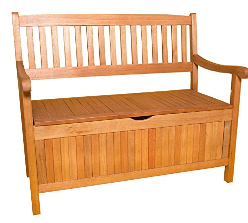 Truhenbank Gartenbank 3-Sitzer aus Eukalyptus