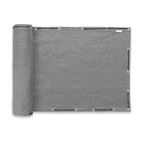 PRIMA GARDEN Balkon-Sicht- und -Windschutz in Grau | 500 x 90 cm | Faltenfrei | Robust | Wetterfest | UV-beständig | Blickdicht