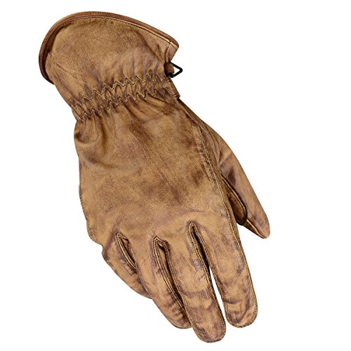 BOSmoto Motorrad Handschuhen Racing Kevlar gewachst Leder Handschuhe Wachs (XL, Wachs Braun)