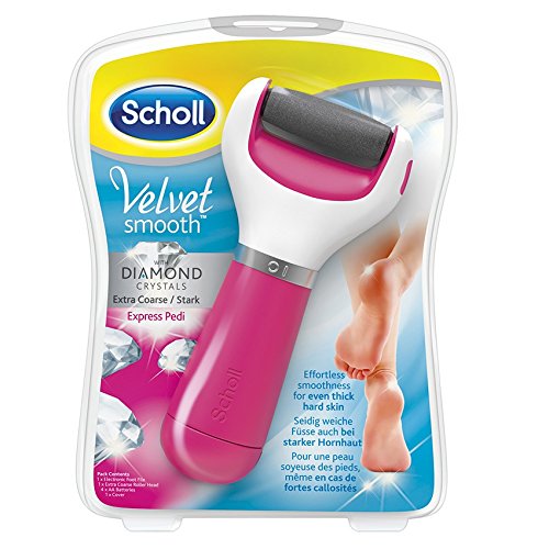 Scholl Velvet Smooth Express Pedi Hornhautentferner (Extra Stark,mit Mikrogranulaten und Diamantpartikeln), rosa
