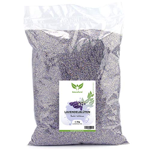 NaturaForte Lavendelblüten 1kg Lavendel ohne Zusätze - Bläulich - Intensiver Duft - Getrocknete Lavendel Blüten für Duftkissen, Duftsäckchen, Lavendelsäckchen, Potpourri Duft