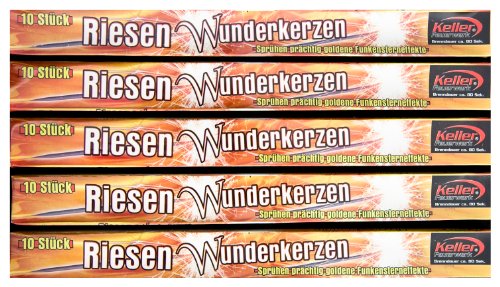 50 Wunderkerzen 30cm Brenndauer 60 Sekunden - 5 Packungen a = 10 Stück