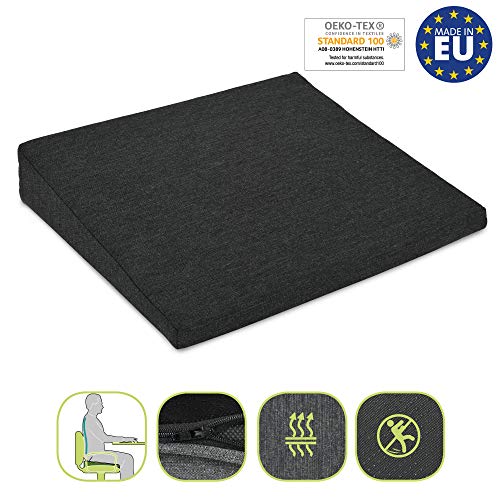 Beautissu Keilkissen orthopädisch BeauErgo - Formstabiles Sitzkeilkissen für Auto & Büro Sitzkissen mit Reißverschluss & Anti-Rutsch-Bezug