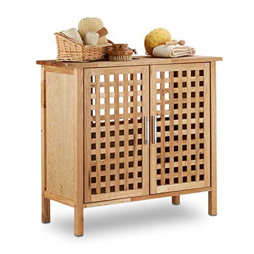 Relaxdays Waschbeckenunterschrank Walnuss HBT: 61x 66 x 29 cm Waschbeckenschrank robust und widerstandsfähig Bad Unterschrank fürs Waschbecken oder den Waschtisch helles Holz, natur