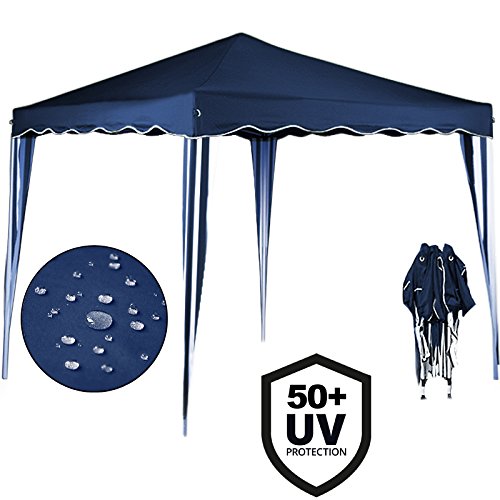 Deuba Pavillon Capri 3x3m in Blau Faltpavillon Gartenzelt  Sonnenschutz  Popup  wasserdicht  Farbauswahl  Tragetasche