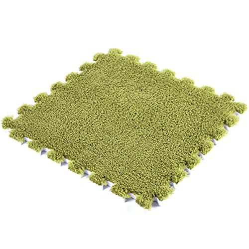 JYCRA ineinandergreifende Schaumstoff MATTEN, 9 Flauschig Gummibodenmatte Teppich Fliesen Plüsch Bereich Teppich Ideal für Kinderzimmer Dekor, Baby Raum, Spielzimmer und Kinder, PEA Green, 9Pack