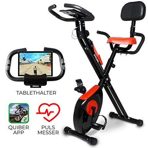 Miweba Sports Indoor Xycling X-Bike Fitnessbike - 3 Kg Schwungmasse - Pulsmessung - 8 Widerstandsstufen - App Funktion (Schwarz Rot)