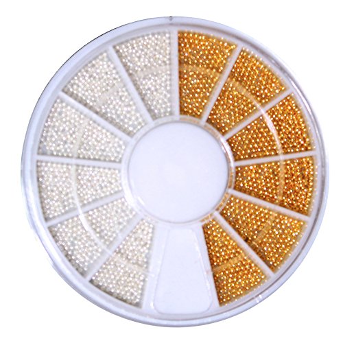 TOOGOO 3D Nagel Kunst Stahl Mini Ball Perlen 0,9 mm mit Rad - Silber & Gold