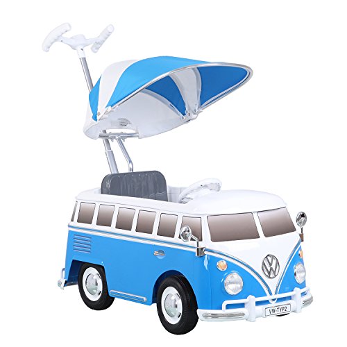ROLLPLAY Push Car mit ausziehbarer Fußstütze, Für Kinder ab 1 Jahr, Bis max. 20 kg, VW Bus T1 (Typ 2), Blau