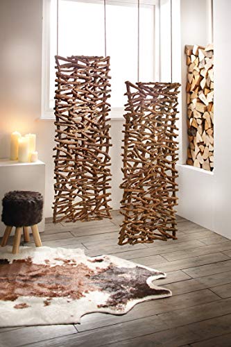 Deko Objekt Rustikal aus Rattan & Holz, Raumteiler, Paravent, Skulptur
