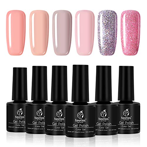 Beetles Gel-Nagellack-Set, Pink und Violett, Soak-Off, UV-LED, zum Trocknen des Nageldesigns, 7,3 ml pro Flasche