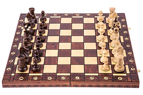 Schach Schachspiel - AMBASADOR LUX - 52 x 52 cm - Schachfiguren & Schachbrett aus Holz