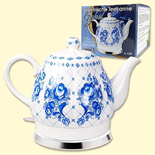 Design Porzellan Wasserkocher Gzhel 1,7L. elektrische Teekanne Keramik фарфор