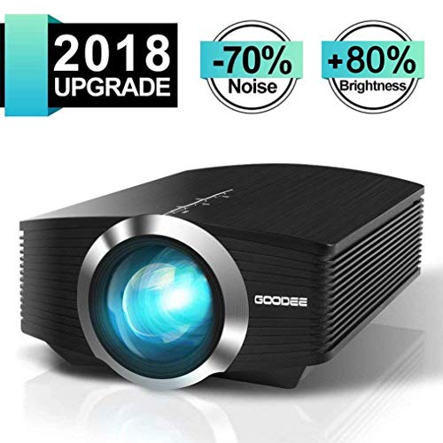 Mini Beamer, GooDee Tragbar 2200 Lumen LED Projektor,Unterstützt 1080P Kompatibel mit Fire TV Stick HDMI VGA TF AV und USB für Heimkino Spiele Film PC Laptop PS4 Xbox Smartphone